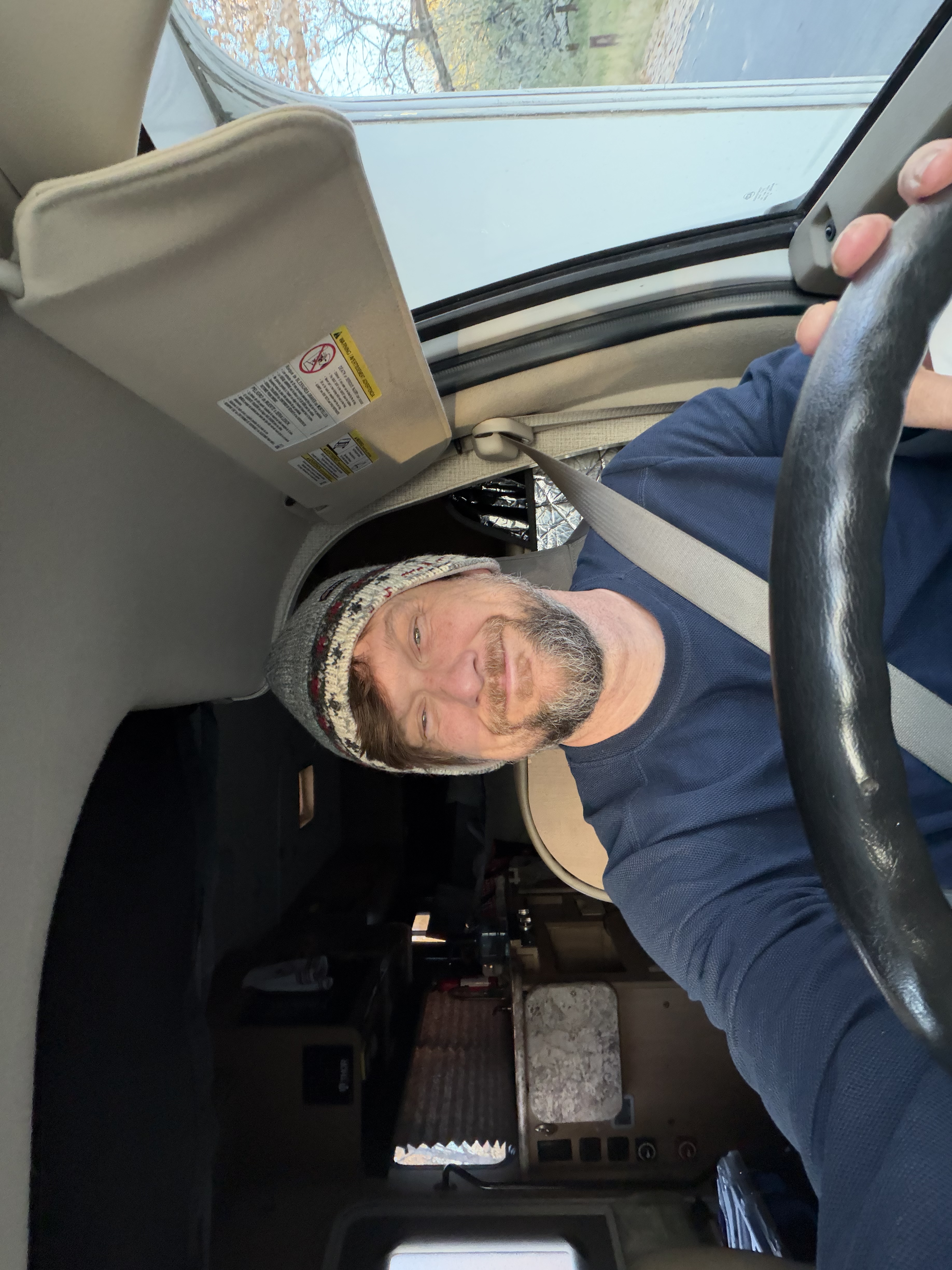 Driver at the wheel of RV